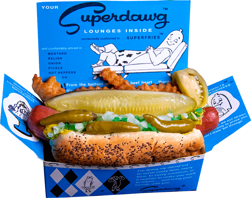 Superdawg Drive In signature dishes Superdawg
Whoopskidawg
Whoopercheesie